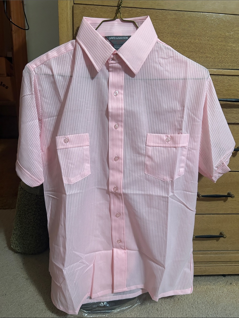 Pink Short-Sleeve Stripe Button-Down Shirt